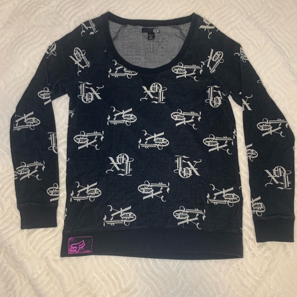 Vintage 2000s Fox Racing Black Sweater Women’s Large Y2K Streetwear Crewneck